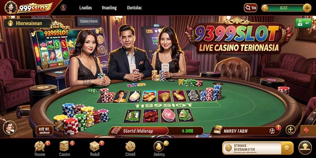 Screenshot gameplay Live Casino 9399SLOT yang menampilkan dealer langsung.