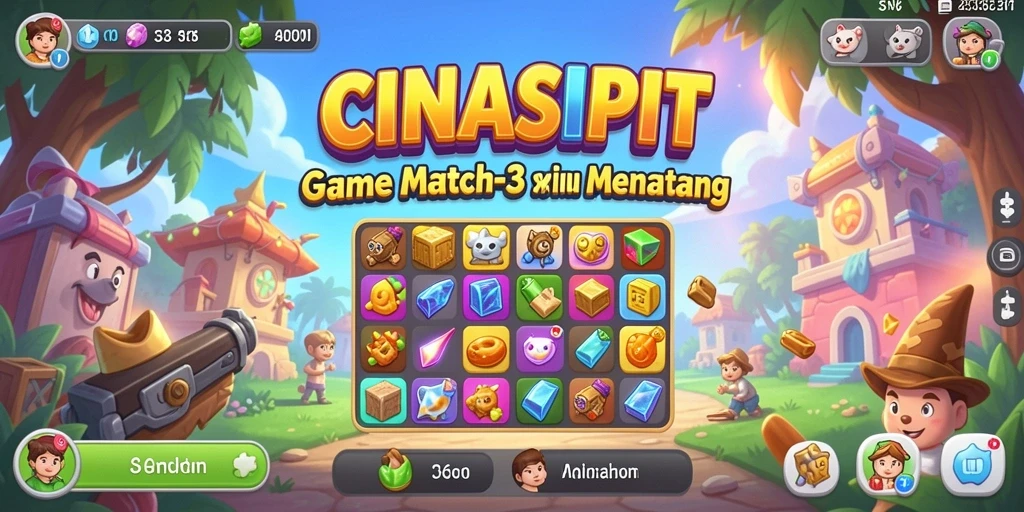 Tampilan gameplay seru CINASIPIT dengan kombinasi simbol Match-3.