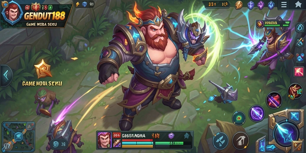 Screenshot GENDUT188 menampilkan aksi seru dalam pertarungan MOBA.