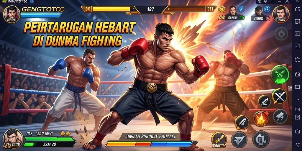 Screenshot GENGTOTO menampilkan pertarungan epik antar karakter.
