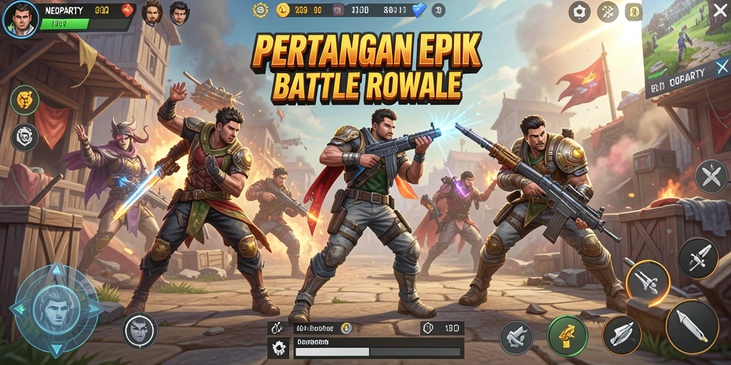 Gameplay mendebarkan dalam NEOPARTY dengan aksi pertarungan epik.