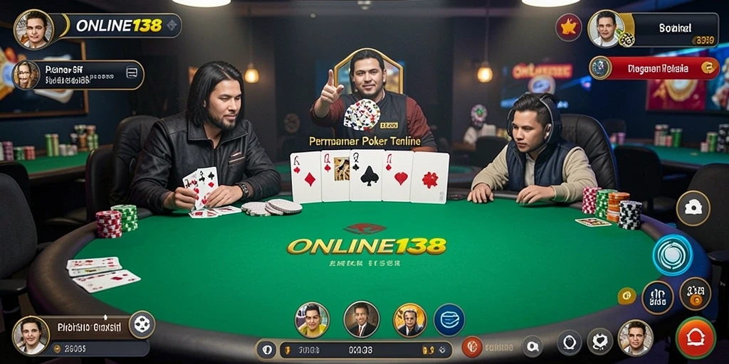 Screenshot utama <strong>ONLINE138</strong> menampilkan gameplay Poker yang seru dan interaktif.